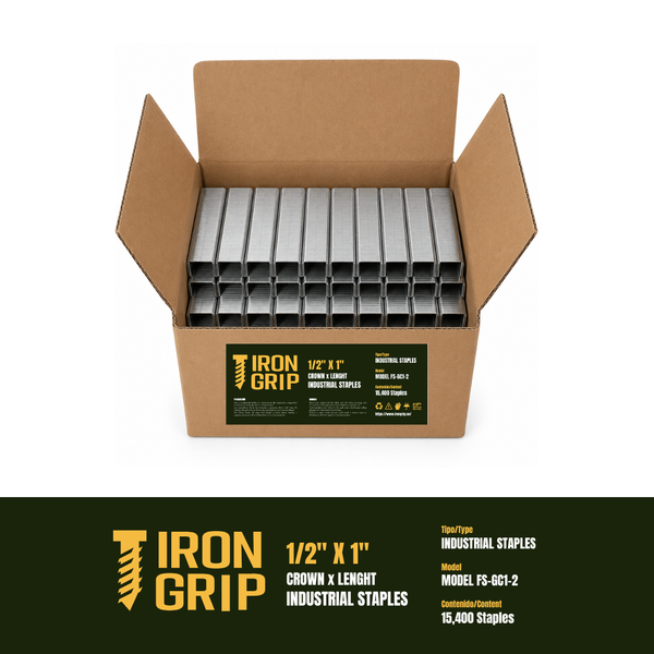 IronGrip FS Series 70 Galvanized Staples — 1/2" crown x 1" leg