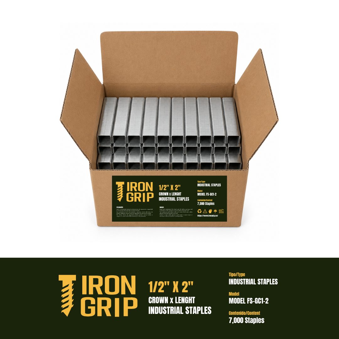 IronGrip FS Series 70 Galvanized Staples — 1/2" crown x 2" leg