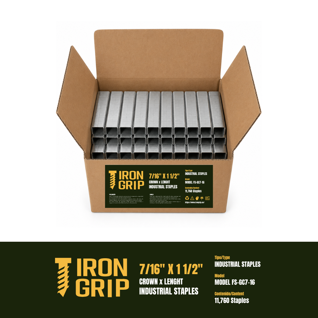 IronGrip FS Series 70 Galvanized Staples — 7/16" crown x 1 1/2" leg